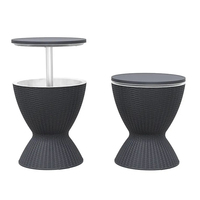 Table de pique-nique et de bar pour camping, plage, café, bistrot, jardin, avec glacière intégrée, plateau relevable et rangement pour vin et bière