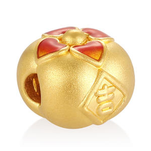 Bracelet en perles d'or pur 24 carats, nouveau design de style chinois avec des bijoux en forme de kaki légèrement durs et des composants - Product Image 2