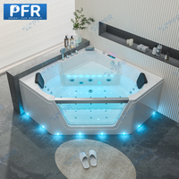 Luxueuse baignoire à remous en acrylique blanc pour 2 personnes Jet de massage à bulles d'air autoportant avec oreillers de baignoire pour salle de bain
