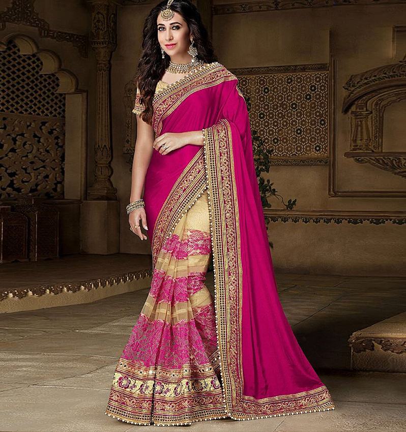 Shop Indian Style Designer Party Wear Saree with Embroidery Work