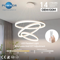 Lustre LED à économie d'énergie, luminaire suspendu en forme d'anneau, lampe circulaire moderne en aluminium, télécommande, luminaire suspendu pour décoration intérieure