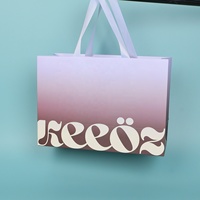 Sac en papier kraft de luxe avec logo personnalisé, dégradé, avec cordon de serrage, recyclable, emballage haut de gamme pour vêtements, cadeaux, artisanat, bougies