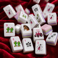 Set Ubin Mahjong Poker Pantai Tropis Modern Kustom 160Pcs Akrilik Berukir Laser Cetak UV Tema Laut Warna-warni Permainan Papan Hadiah