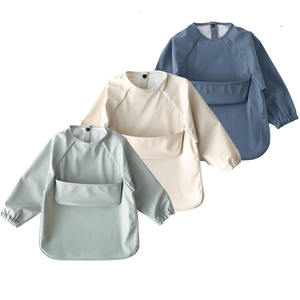 Bavoir de sevrage pour bébé avec manches avec poche fourre-tout Bavoir pour bébé anti-désordre Bavoir à manches longues - Product Image 2