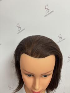 Tête de mannequin en cheveux humains 100% brun de 10 pouces |   Ultra doux pour l'entraînement à la coupe de cheveux de précision, la coloration et la pratique de la <span class=keywords><strong>coiffure</strong></span> courte - Product Image 5