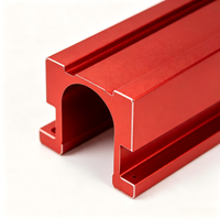 Custom CNC Milling Aluminum Extrusion Profile,.Red Anodized U-Groove Aluminum Bar for Automation Equipment