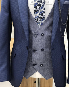 Costume d'affaires sur mesure pour homme Steve & James, en laine/soie, anti-plis, double boutonnage, braguette zippée, col cranté, fourniture ODM - Product Image 5