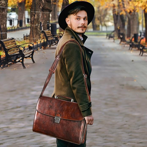 Maletín Portafolios de Cuero Genuino, Diseño Popular para Negocios, Ligero, Duradero, con Cierre de Cremallera, Anti-robo, Portátil, Unisex - Product Image 4