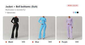 XW-TZ9141-1 Veste d'entraînement Flare, leggings de sport plissés à l'avant, leggings <span class=keywords><strong>push</strong></span>-<span class=keywords><strong>up</strong></span>, ensembles de yoga de fitness taille haute pour femmes - Product Image 5