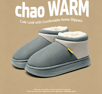 Chaussons d'hiver imperméables à semelle souple, doublure épaisse en peluche, bout fermé, antidérapants, pour intérieur, unisexes