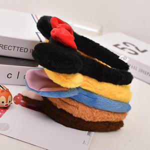 Serre-tête en velours 3D en peluche motif dessin animé, personnalisé, pour maquillage et spa, 21 cm, modèle DS-25-10, pour filles et enfants, Chine - Product Image 5