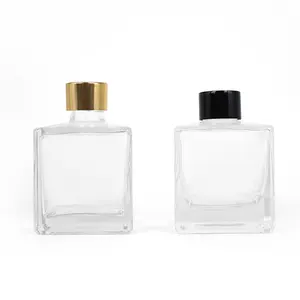 Difusor de garrafa de vidro redondo, fragrância redonda quadrada transparente garrafa 100ml