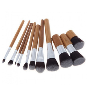 Logo personalizzato 11 pezzi set di pennelli per trucco <span class=keywords><strong>fondotinta</strong></span> con borsa di stoffa set di pennelli per trucco in bambù ecologico pincel de maquiagem kit - Product Image 2