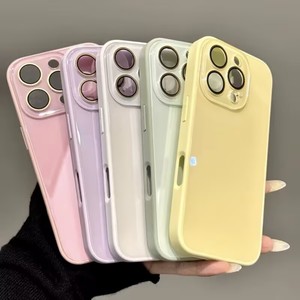 NUEVA Funda Protectora para Teléfono con Acabado Brillante y Cristal para <span class=keywords><strong>iPhone</strong></span> 17 15 16 14 13 12 <span class=keywords><strong>11</strong></span> 17 Pro Max, Protección de Lente de Cristal, Carcasa Rígida - Product Image 1