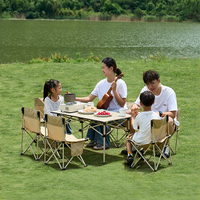 MOBI GARDEN Table pliante portable en fer et ensemble de six chaises Style design moderne pour le camping en plein air pique-nique barbecue