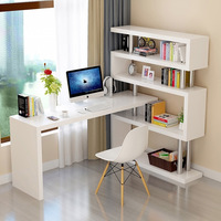 Bureau d'ordinateur et bibliothèque intégrés en bois AILICHEN, mobilier d'étude pour enfants avec fonction pliable