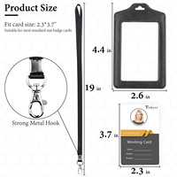 Badge d'affaires en cuir Double face Transparent banque porte-carte de crédit étanche mince minimaliste carte pochette avec lanière de cou