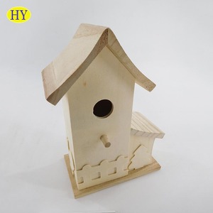 Barato al por mayor de madera sin terminar Casa de pájaro jaula de pájaro - Product Image 4