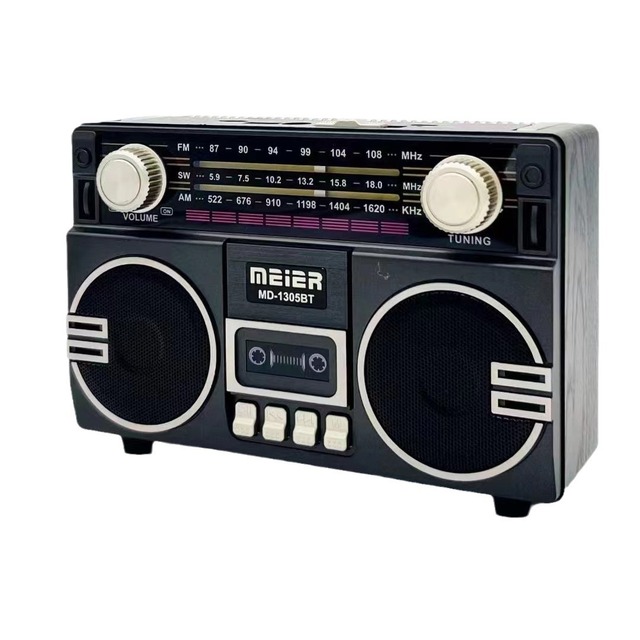 Redwingy Unique Vintage Radio Solar Powered AM FM Radio With SD Card Slot for Outdoors Wireless Stereo Radio With Audio Light
