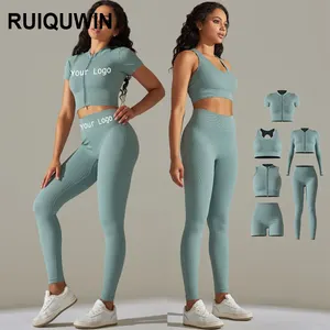 RUIQUWIN New Custom Female Women Gym Wear Sports Bra Leggings Workout Apparel Clothing Activewear Yoga Set