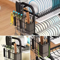 Étendoir à vaisselle Étagères à bols Étagères de rangement d'ustensiles de cuisine multicouches Ensemble d'égouttoir Grand égouttoir à vaisselle antirouille avec porte-ustensile