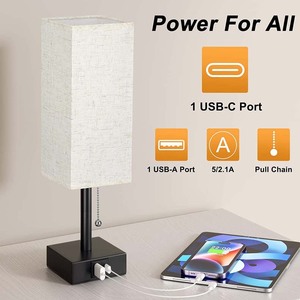 <span class=keywords><strong>Lampada</strong></span> da Comodino OSEN con Porta <span class=keywords><strong>USB</strong></span> per <span class=keywords><strong>Ricarica</strong></span> Rapida, Moderna e Utile, con 2 Prese AC e Paralume in Tessuto Quadrato - Product Image 5