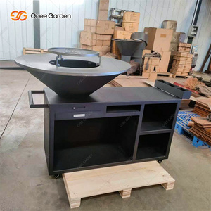 Barbecue au charbon de bois en fonte Gnee Garden avec chariot et armoire de rangement, finition mate, barbecue d'extérieur - Product Image 2