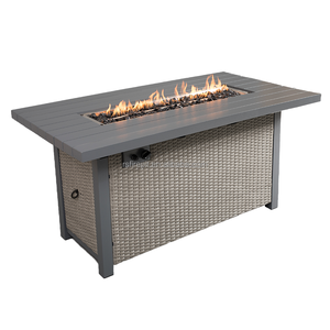 موقد غاز من الروطان مستطيل الشكل مقاس 54 بوصة طراز RS-R54001D + موقد سطح طاولة من الألومنيوم النقي، دفاية خارجية، حفرة نار تعمل بالغاز للاستخدام في الهواء الطلق - Product Image 3