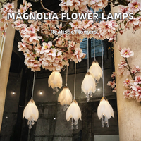 Lustre en acrylique lumineux à 10 têtes de magnolia Yulan, lampe décorative circulaire suspendue pour salle de mariage et Noël