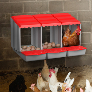 Nichoir à poules en plastique à 3 compartiments avec collecte d'œufs enroulable pour poules pondeuses, ferme avicole, <span class=keywords><strong>poulailler</strong></span> - Product Image 3