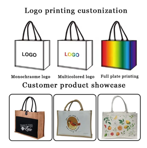 Sac de shopping en jute personnalisé, sac en toile de jute réutilisable, sacs de shopping en lin avec logo personnalisé pour la publicité - Product Image 2