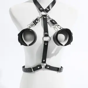 New fun handcuffs bondage clothing Sexy strap waist pu eco-friendly leather clothing accessories Alternative SM adult toys