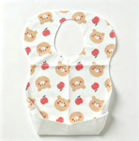 Bavoir jetable pour bébé à motif de dessin animé - à usage unique - imperméable - pour l'alimentation manuelle - pour les vacances en famille et les voyages