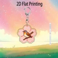 Акриловый брелок в форме цветка с птичьим узором, 2D, плоский, креативный, аксессуар для ключей, подарок, украшение, для студентов