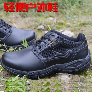 Udson <b>Men's</b> Low Top Breathable Genuine Leather Hiking Shoes Black Outdoor Tactical Footwear - Product Image 3