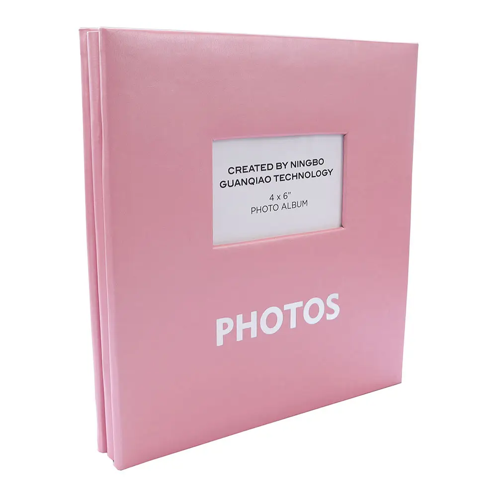 500 Fotos Fotoalbum 4x6 "Pink PU Lederbezug mit Fenster rutschen in Post Bound