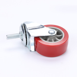 2.5-Inch Pu Screw Swivel Caster Wheel With Brake Silent Operation Red Polyurethane Fixed And Movable For Factory Use - Product Image 3
