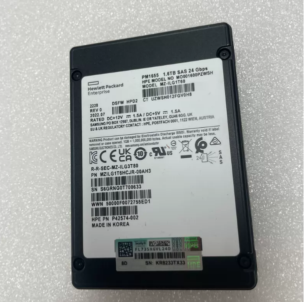 PM1655 MZ-ILG1T60 1.6TB 2.5 Inch SAS 24Gbps Enterprise Internal SSD for Server Data Center Storage