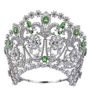 Grande Tiara Nuziale in Metallo, Gioiello da Regina, Ornamento Regolabile, Corona con Strass per Sposa, Anniversario, Concorso di Bellezza, Miss World, Oro - Product Image 6