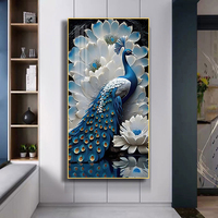 Décoration d'intérieur Art déco, animaux modernes, art mural en porcelaine et cristal avec cadre noir/doré, personnalisation possible