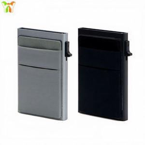 Minimalist Slim Metal <b>Wallet</b> with Button Closure RFID Blocking Lycra Pocket <b>for</b> ID <b>Card</b> and Money Credit <b>Card</b> <b>Holder</b> - Product Image 1