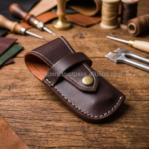 Estuche Plegable para Cuchillos de Cuero Genuino Marrón, Estuche de Almacenamiento Personalizable OEM para Cualquier Tipo de Cuchillo, Cuchillos ZR # 249 Hecho en Pakistán - Product Image 2