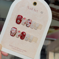 Nouvelle Collection : Faux Ongles à Presser 10 Pièces, Motif Floral Dessiné à la Main, Effet Œil de Chat Scintillant Exquis - Fournisseur
