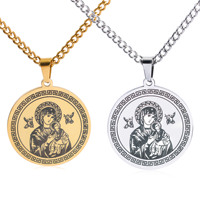 Conception simple gravure émail brevet noir brésilien argentine pas cher vierge marie cercle tête chrétien catholique collier