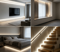 Pita LED COB Tanpa Titik 480LED/m DC24V 14W/m PCB 10mm, CRI90+ Tinggi, Lampu Strip Dalam Ruangan Komersial & Kabinet