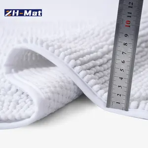 Custom Chenille Bathroom Bath Tub Mats Non-Slip 100 Cotton White Silver Wire Washable Quick Drying Water Absorbent Hotel Rugs