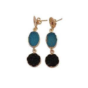 Pendientes colgantes de piedras preciosas Druzy de ágata roja verde hechos a mano con estilo Nueva colección joyería con juego de pinzas chapadas en oro joyería de moda - Product Image 4
