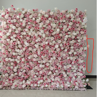 Mur de fleurs artificielles personnalisées, toile de haute qualité, déroulable, fond de scène fleuri rose pour décorations de fête et d'anniversaire