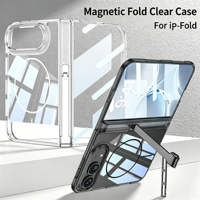 Étui magnétique transparent pour iPhone Duo Fold avec béquille rétractable, protection de la charnière, antichoc, coque pliable pour téléphone portable