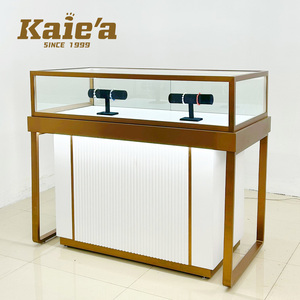 Tùy chỉnh Cửa hàng đồ trang sức thiết kế sang trọng khung thép không gỉ Kính trang sức <span class=keywords><strong>Showcase</strong></span> đồ trang sức cửa hàng kiosk tủ trưng bày - Product Image 1